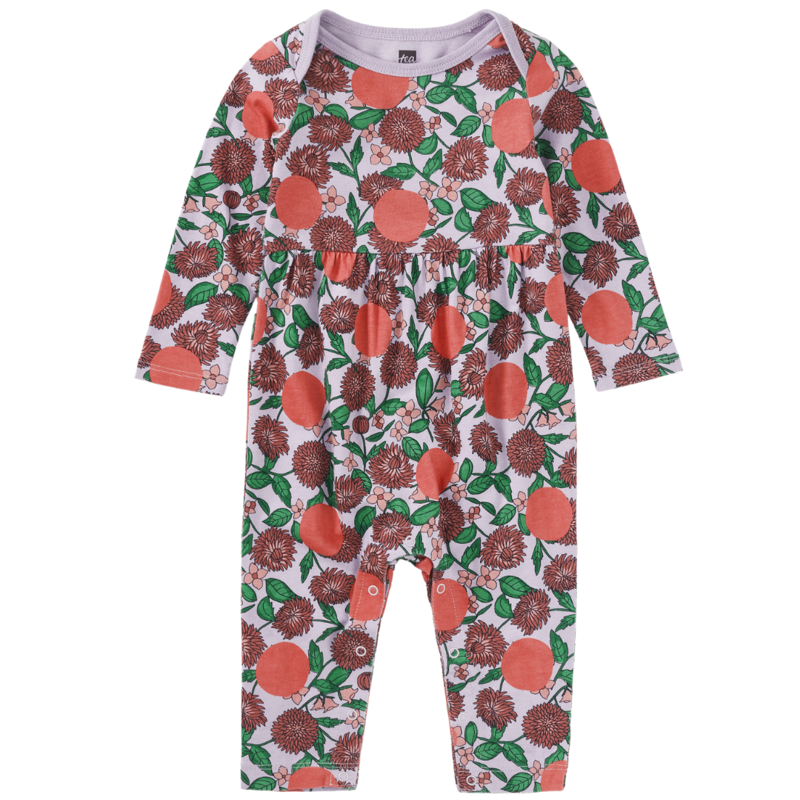 Girl's Lap Shoulder Romper Persimmon Dot Floral