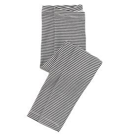 Girl's Striped Leggings-Jet Black