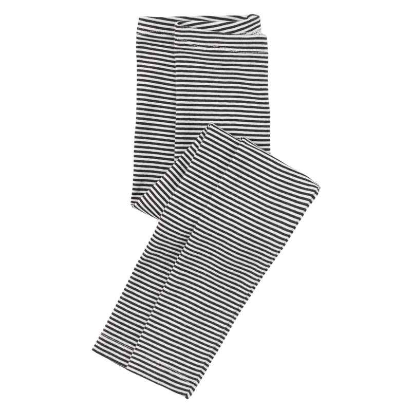Girl's Striped Leggings-Jet Black