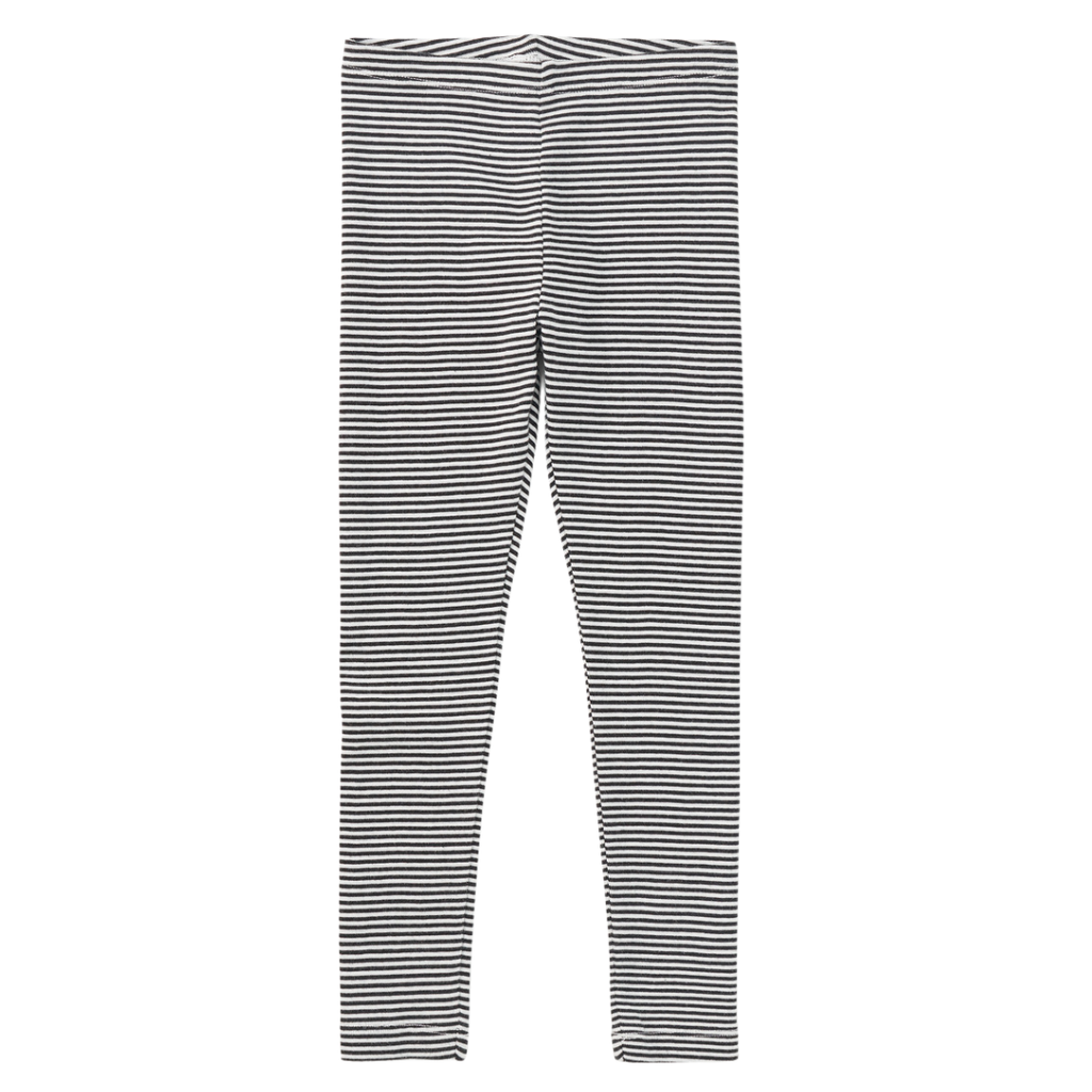 Girl's Striped Leggings-Jet Black