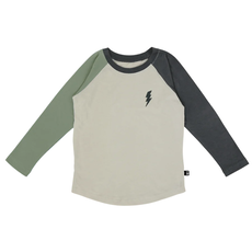 TINY WHALES INC "BOLT" L/S RAGLAN TOP VINT. BLACK/NAT/PINE