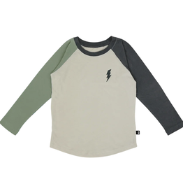 TINY WHALES INC "BOLT" L/S RAGLAN TOP VINT. BLACK/NAT/PINE