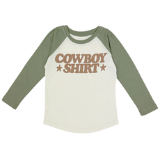 TINY WHALES INC "COWBOY SHIRT" L/S RAGLAN TOP NATURAL/PINE