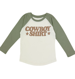 TINY WHALES INC "COWBOY SHIRT" L/S RAGLAN TOP NATURAL/PINE