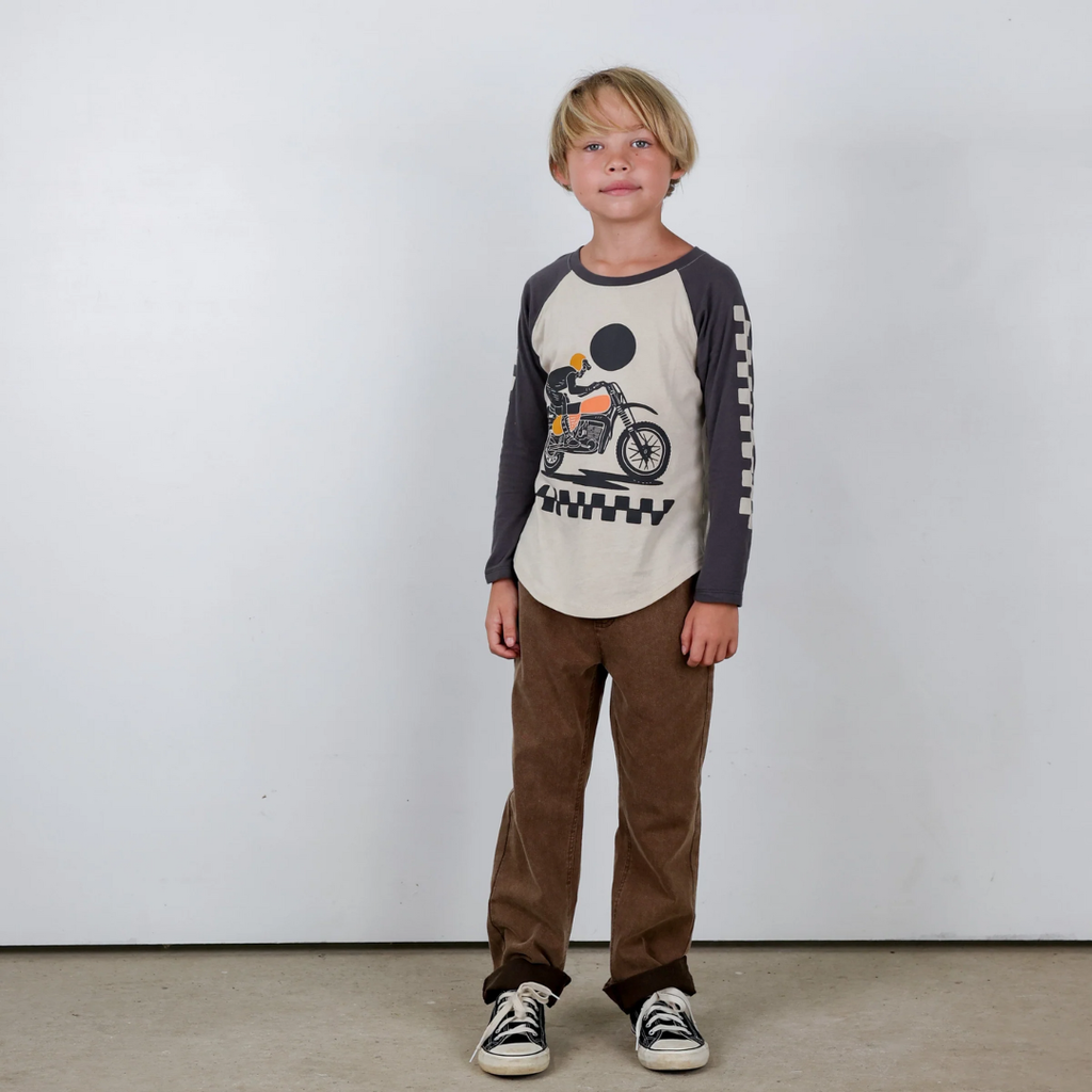 TINY WHALES INC "ENDURO" L/S RAGLAN TOP CINDER/VINT. BLACK