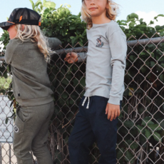 TINY WHALES INC "FIRST RODEO" L/S SHIRT GRANITE