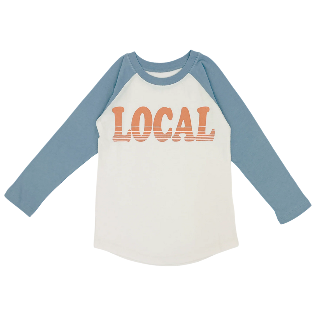 TINY WHALES INC "LOCAL" L/S RAGLAN TOP NATURAL/LAKE