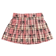 FLOWERS BY ZOE GIRL'S FLANNEL SKORT PINK W/BLACK BOWS