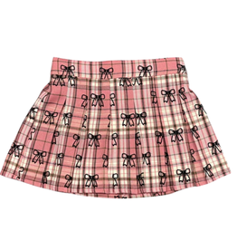 FLOWERS BY ZOE GIRL'S FLANNEL SKORT PINK W/BLACK BOWS