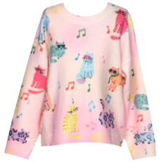 Baby Sara CAT PRINT SWEATER TOP PINK MULTI