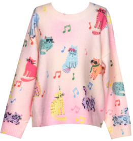 Baby Sara CAT PRINT SWEATER TOP PINK MULTI