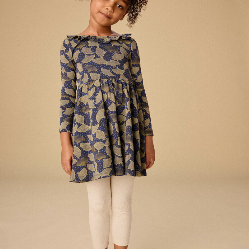 Girl's Ruffle Collar Ballet Dress Gingko Leaf & Dot