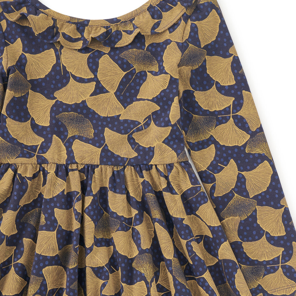 Girl's Ruffle Collar Ballet Dress Gingko Leaf & Dot