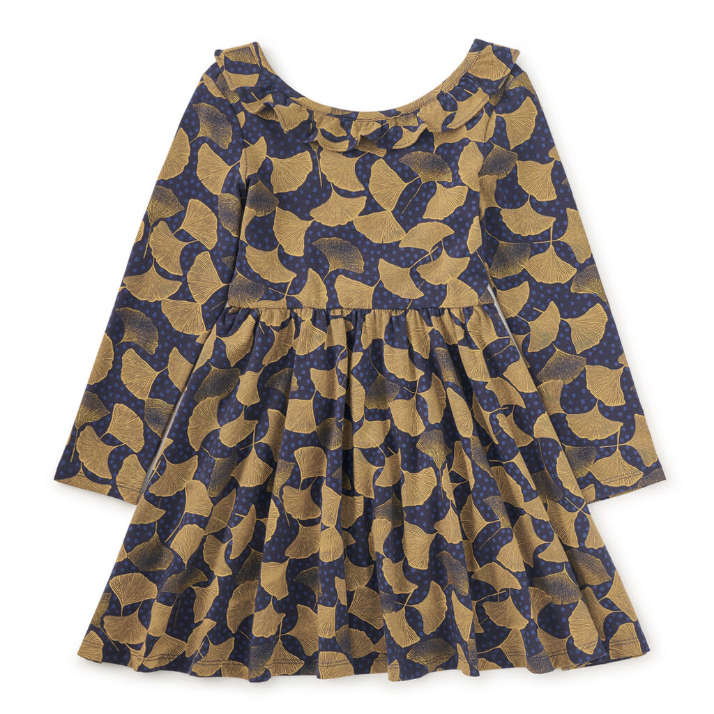 Girl's Ruffle Collar Ballet Dress Gingko Leaf & Dot