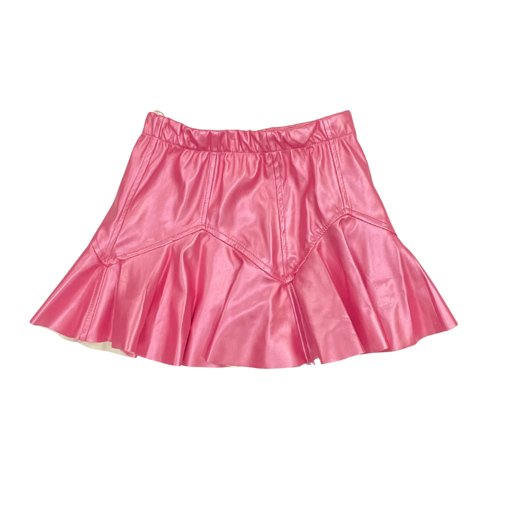 Hannah Banana FIT AND FLARE FAUX LEATHER SKIRT PINK