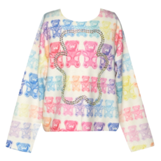 Hannah Banana GUMMY BEAR ALL OVER PRINT SWEATSHIRT W/RHINE. WHT MULTI