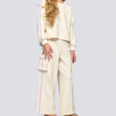 Hannah Banana FRENCH TERRY SWEATPANTS W/CARGO POCKETS IVORY