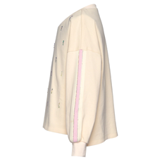Hannah Banana FRENCH TERRY SWEATSHIRT W/RHINESTONE EMB IVORY