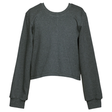 Hannah Banana SEQUIN BOW SWEATSHIRT W/BACK SLIT CHARCOAL