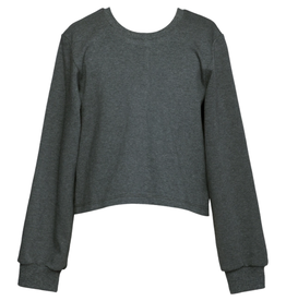 Hannah Banana SEQUIN BOW SWEATSHIRT W/BACK SLIT CHARCOAL