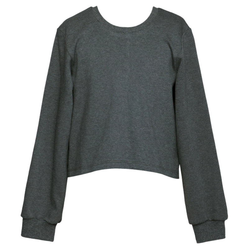 Hannah Banana SEQUIN BOW SWEATSHIRT W/BACK SLIT CHARCOAL