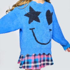 Hannah Banana PLAID DENIM PLEATED SKIRT PINK MULTI