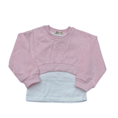 DOE A DEAR 2-N-1 SILVER GEM L/S TOP PINK