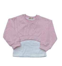 DOE A DEAR 2-N-1 SILVER GEM L/S TOP PINK