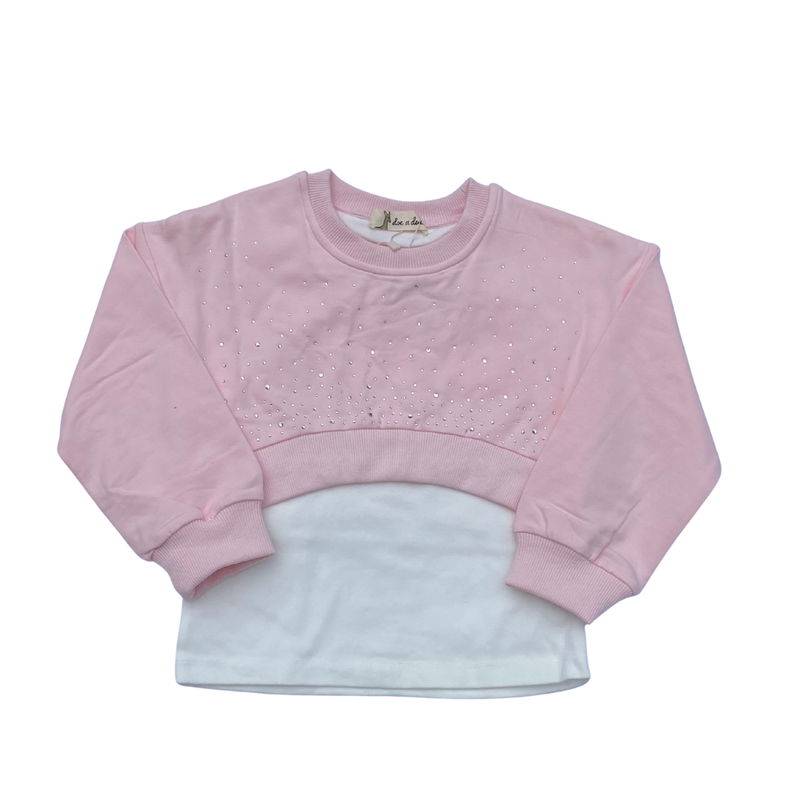 DOE A DEAR 2-N-1 SILVER GEM L/S TOP PINK