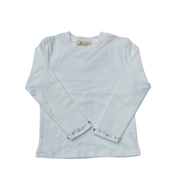 DOE A DEAR RHINESTONE TRIM L/S TOP WHITE