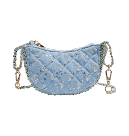 DOE A DEAR DENIM CRESCENT PURSE LT.  BLUE