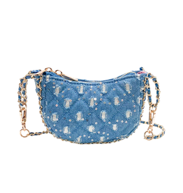 DOE A DEAR DENIM CRESCENT PURSE DK. BLUE