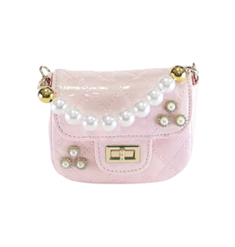 DOE A DEAR EMBELLISHED PATENT QUILTED PURSE