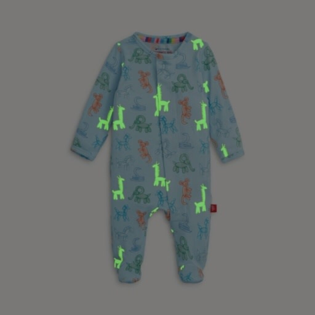 Magnetic  Me BLUE PARTY ANIMALS GLOW  DARK MODAL FOOTIE