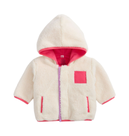 Magnetic  Me GENTLE CREAM SHERPA GIRL JACKET W/ STRIPE RIB