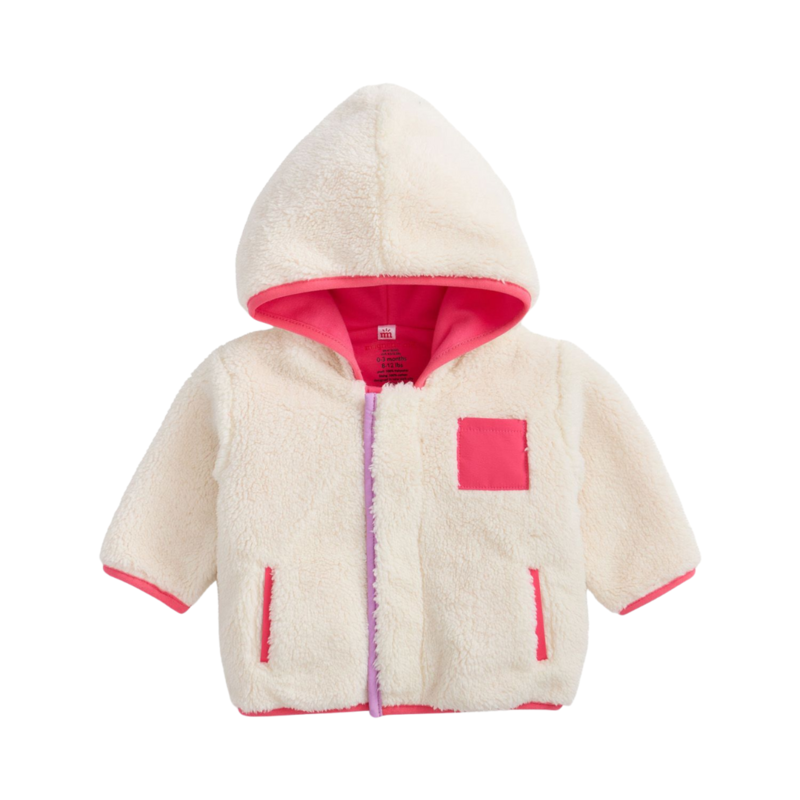 Magnetic  Me GENTLE CREAM SHERPA GIRL JACKET W/ STRIPE RIB