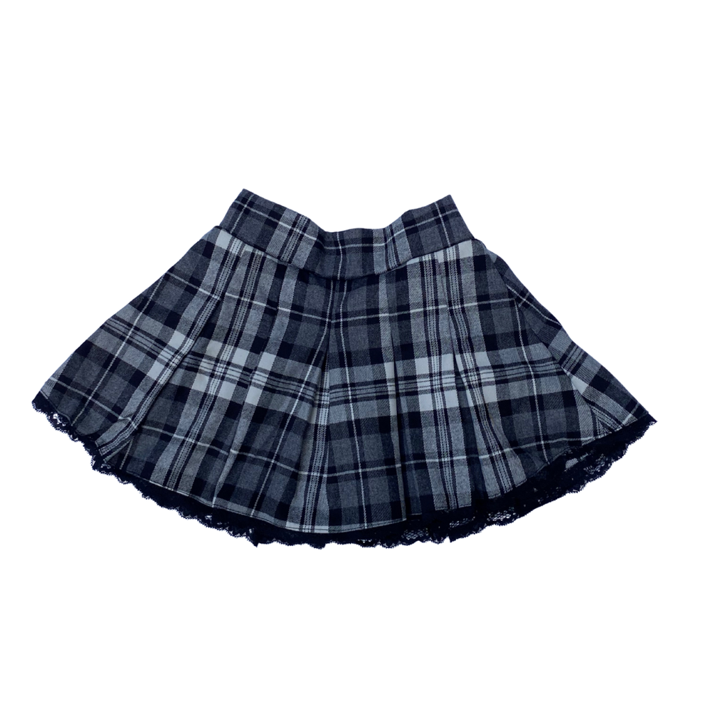 FLOWERS BY ZOE GIRL'S WHITE AND BLACK FLANNEL SKORT