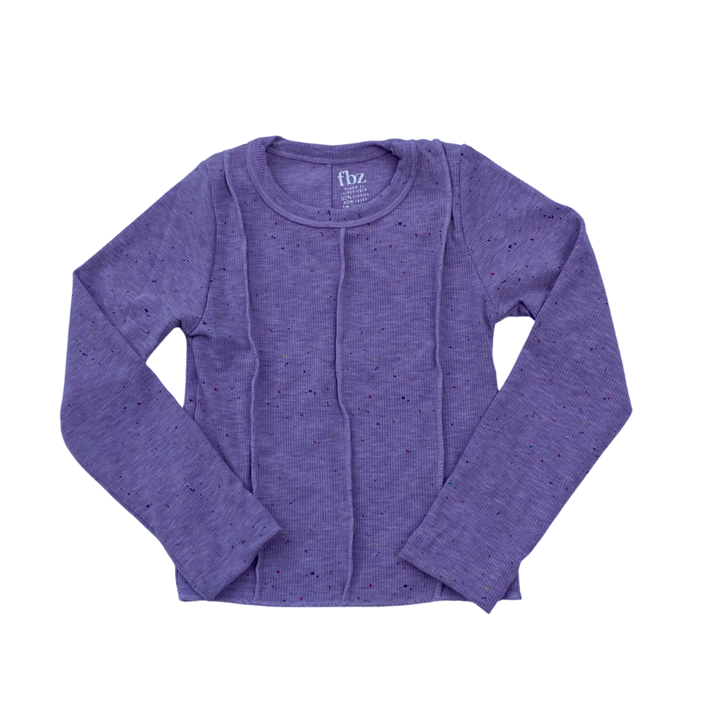 FLOWERS BY ZOE GIRL'S PURPLE SPLATTER RIB TOP