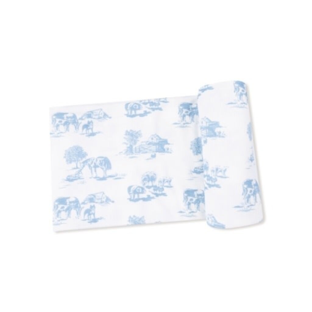 ANGEL DEAR Farm Toile - Blue - Swaddle Blanket