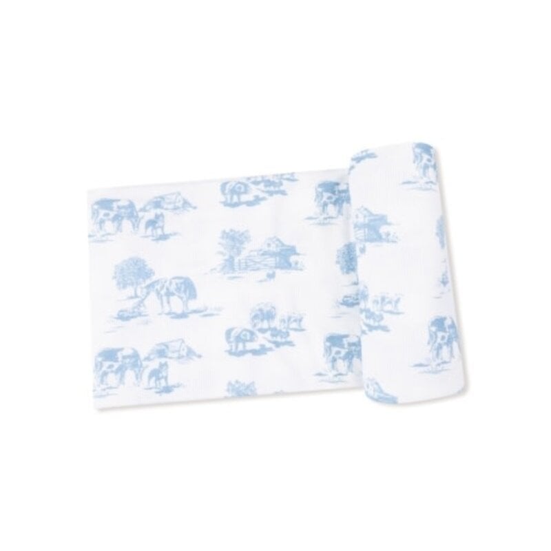 ANGEL DEAR Farm Toile - Blue - Swaddle Blanket