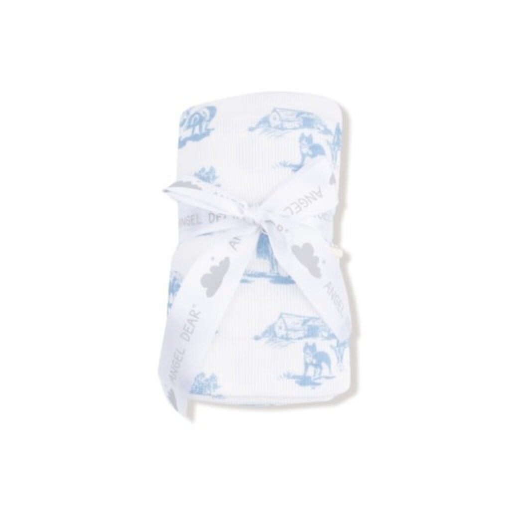 ANGEL DEAR Farm Toile - Blue - Swaddle Blanket