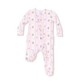 ANGEL DEAR Ogee Lace Floral - 2 Way Ruffle Zipper Footie