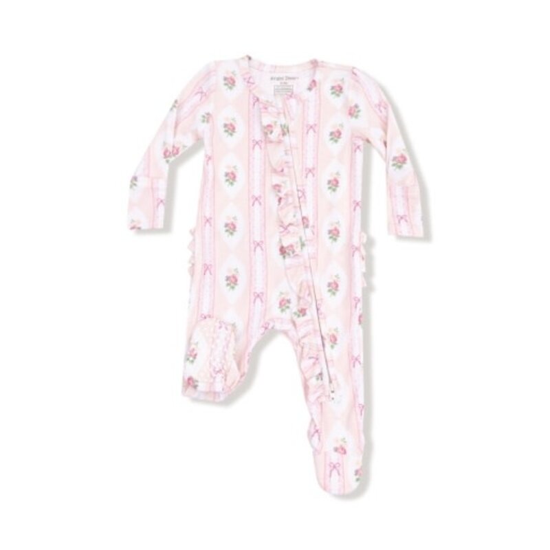 ANGEL DEAR Ogee Lace Floral - 2 Way Ruffle Zipper Footie