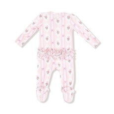 ANGEL DEAR Ogee Lace Floral - 2 Way Ruffle Zipper Footie