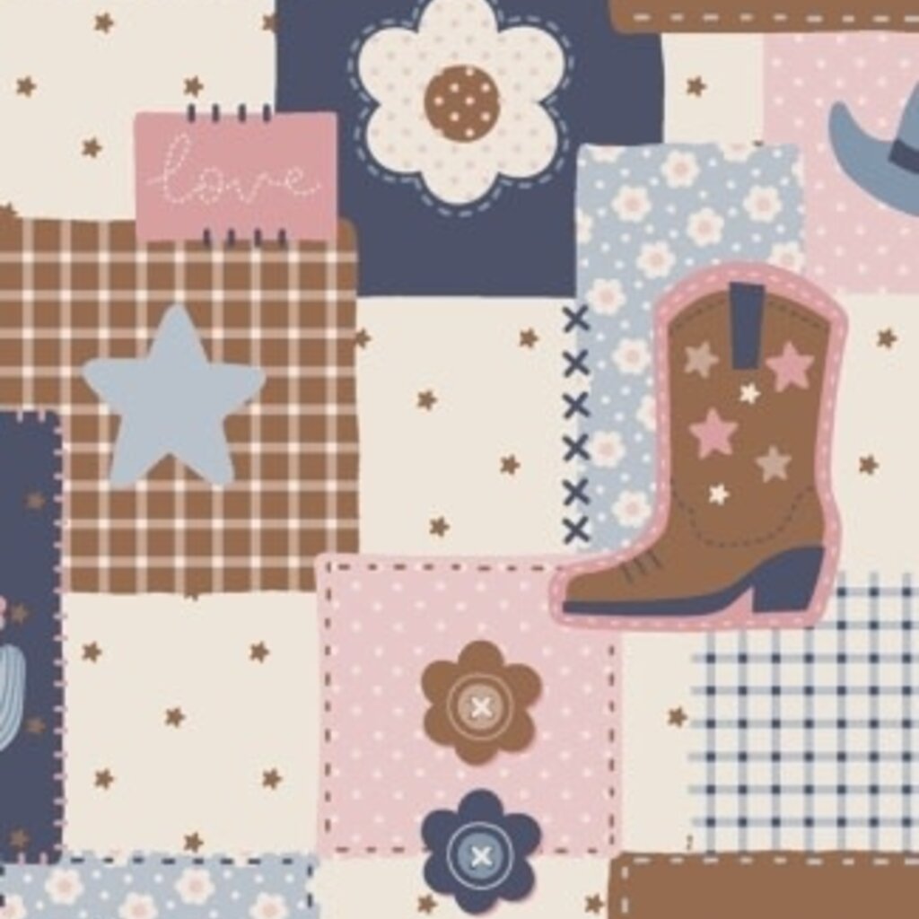 ANGEL DEAR Patchwork Cowgirl - Bow w/ Tails  Clip In