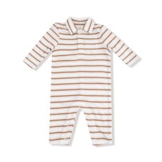 ANGEL DEAR Vintage Stripe - Brown - Polo Romper