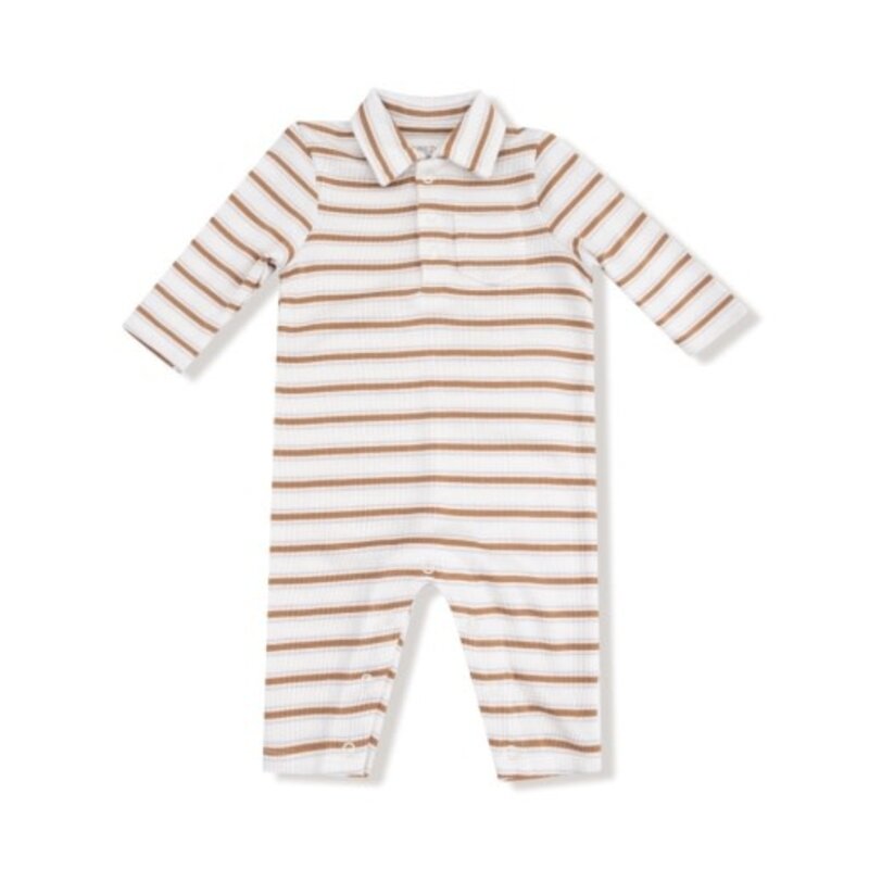 ANGEL DEAR Vintage Stripe - Brown - Polo Romper