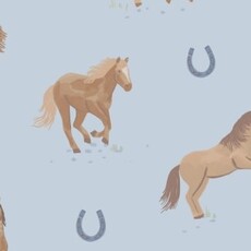 ANGEL DEAR Horses - Blue - 2 Way Zipper Footie