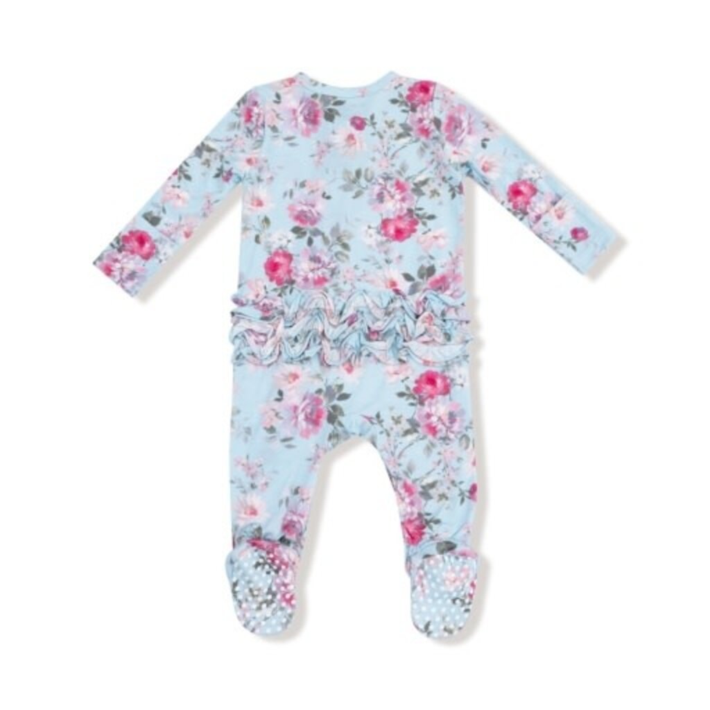 ANGEL DEAR Charlotte Floral - 2 Way Zipper Ruffle Back Footie