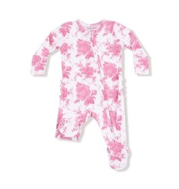 ANGEL DEAR Vintage Pink Roses - 2 Way Zipper Ruffle Back Footie